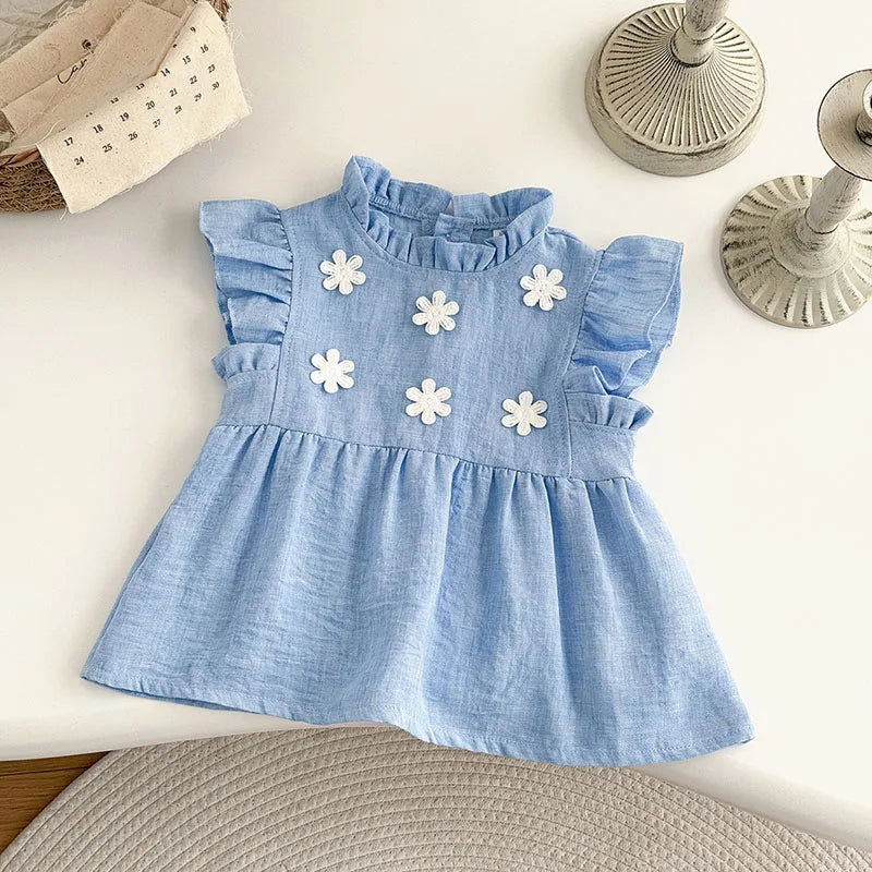 Cute Flower Flying Sleeve Top