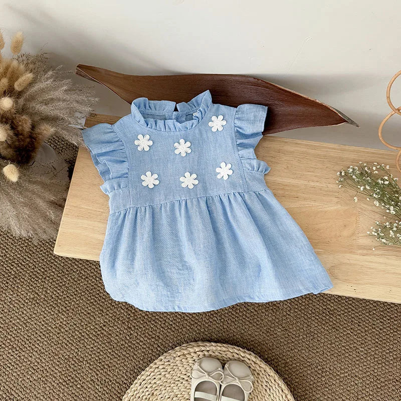 Cute Flower Flying Sleeve Top