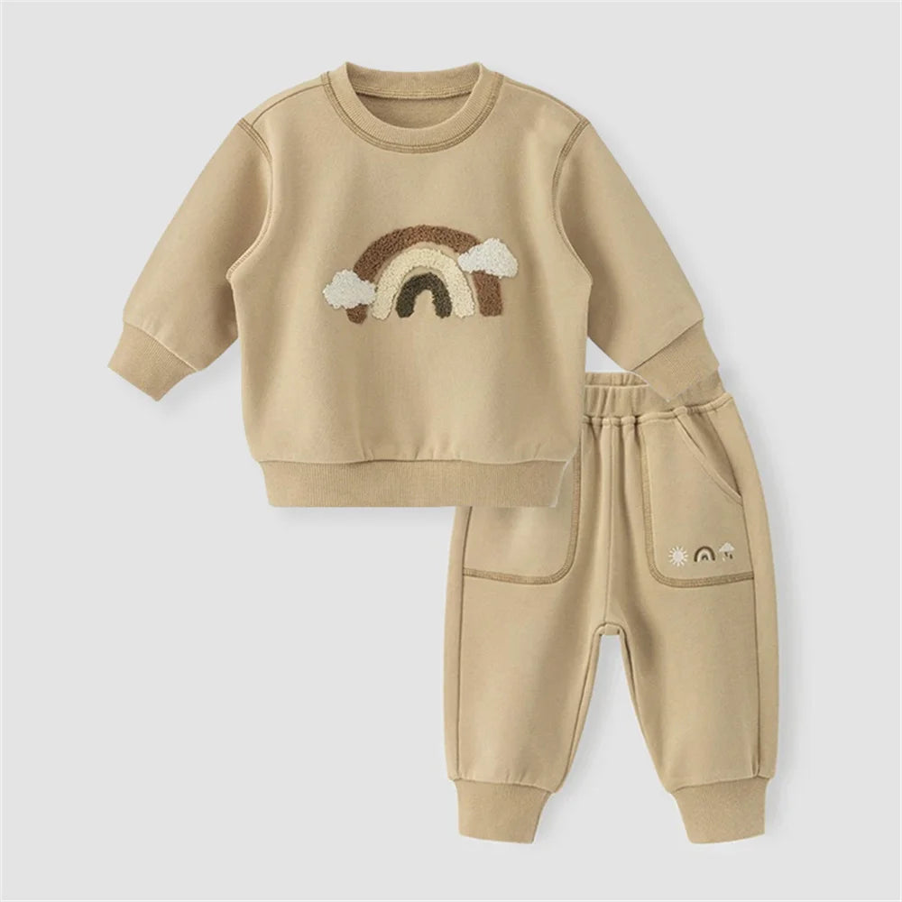 Embroidered Sweatshirt and Pant 2 Piece Set