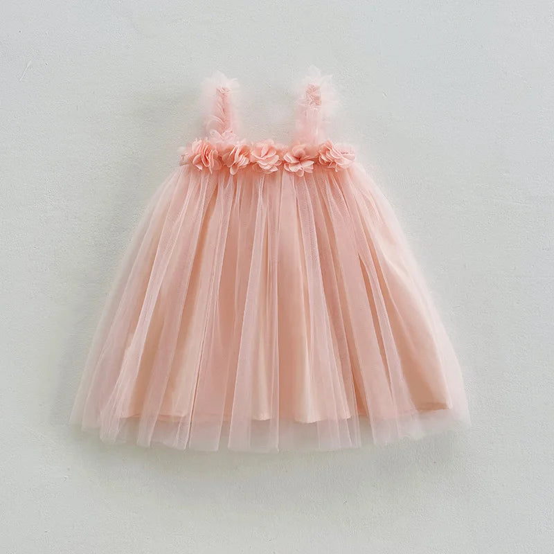 3D Flower A-Line Mesh Dress