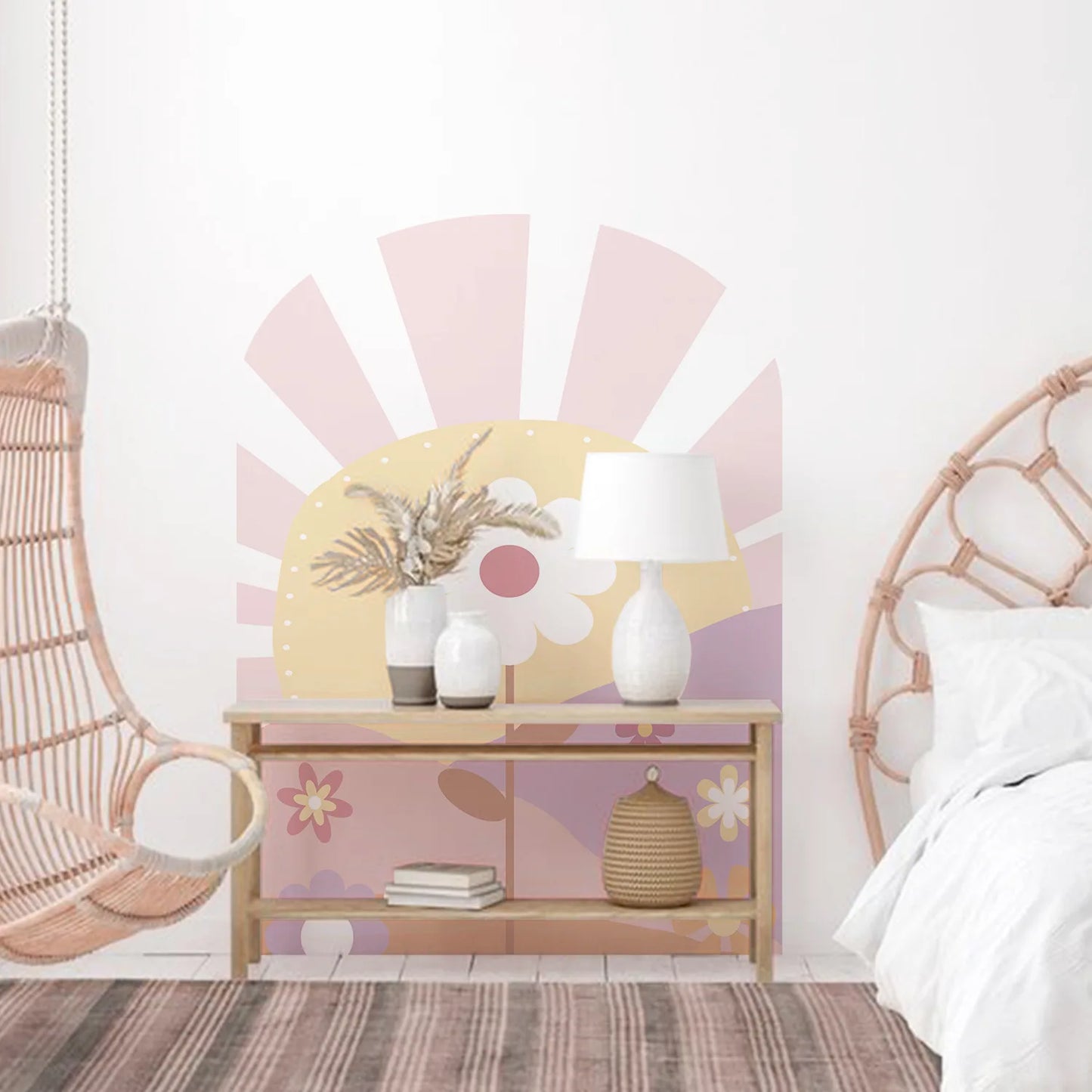 Pink Arch Daisy Self-Adhesive Wall Decal