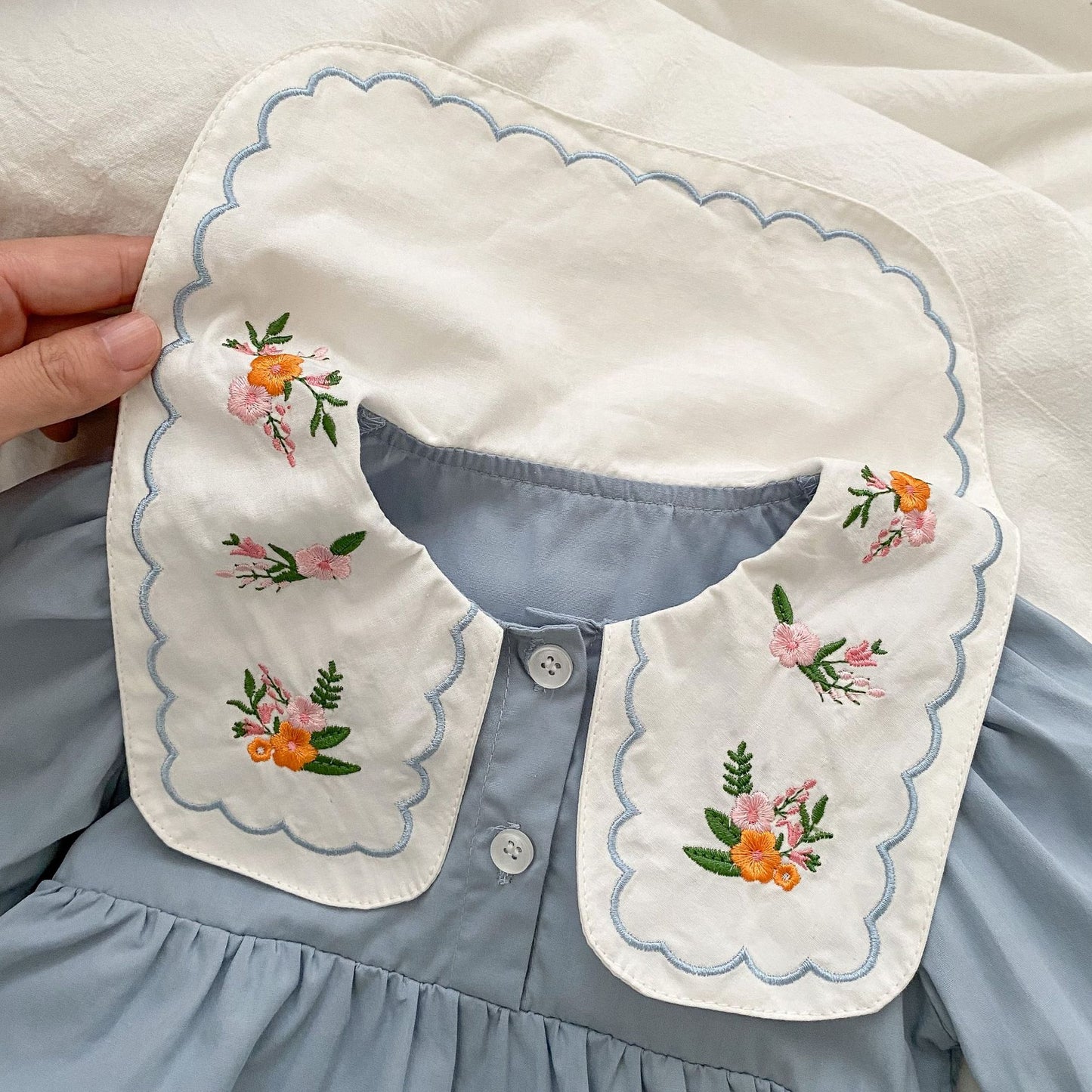 NEW Blue Embroidered Romper Dress