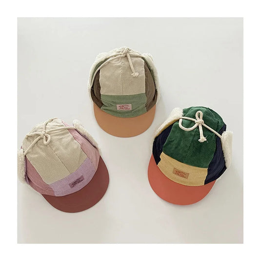 Corduroy Fur Lining Duck Tongue Cap