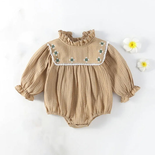 NEW Ruffled Collar Floral Puff Sleeve One Piece