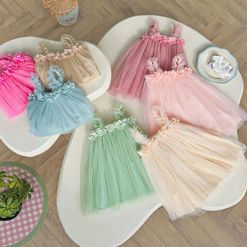 3D Flower A-Line Mesh Dress