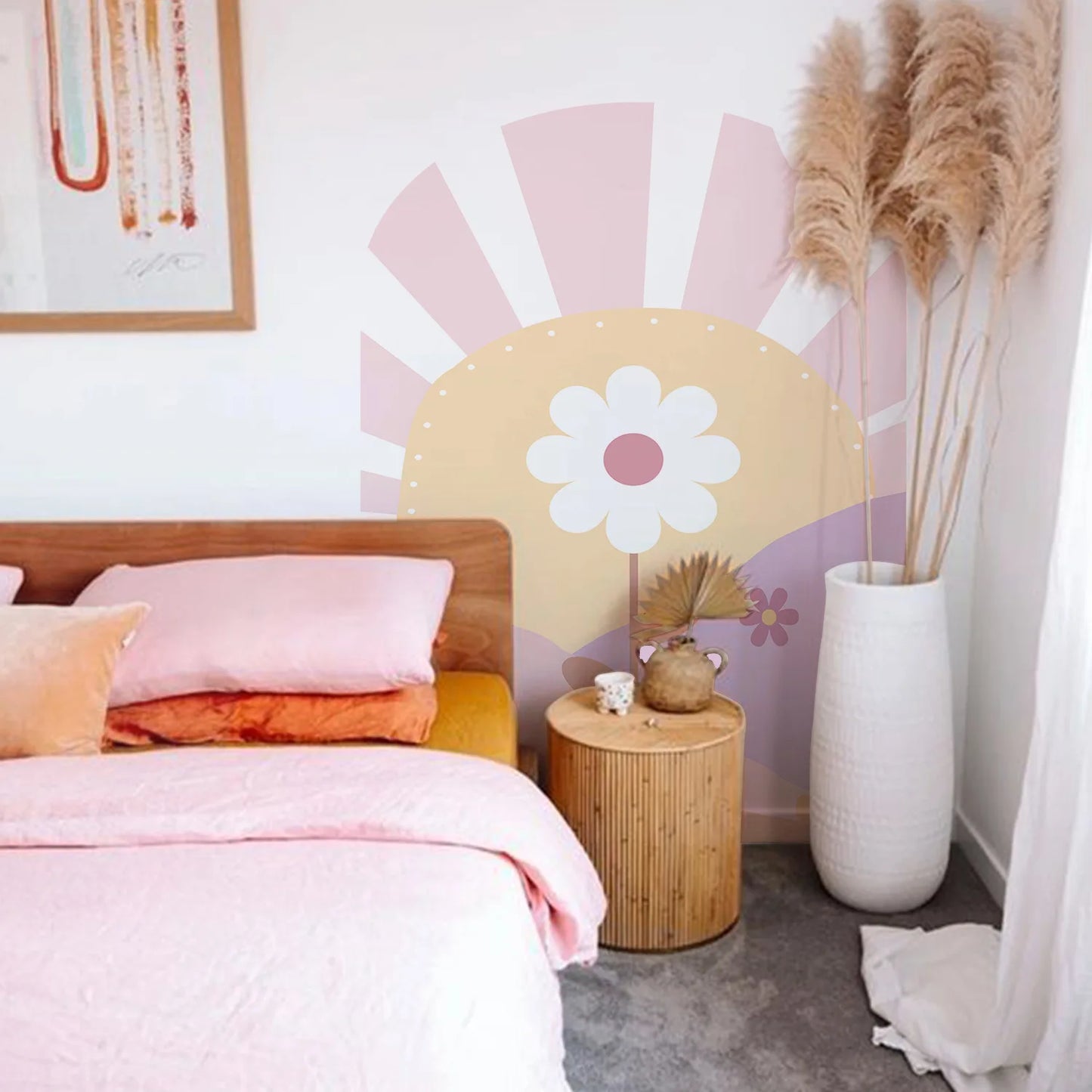 Pink Arch Daisy Self-Adhesive Wall Decal