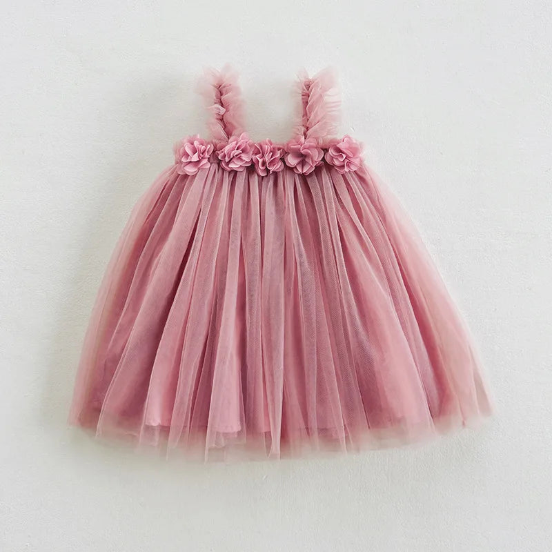 3D Flower A-Line Mesh Dress