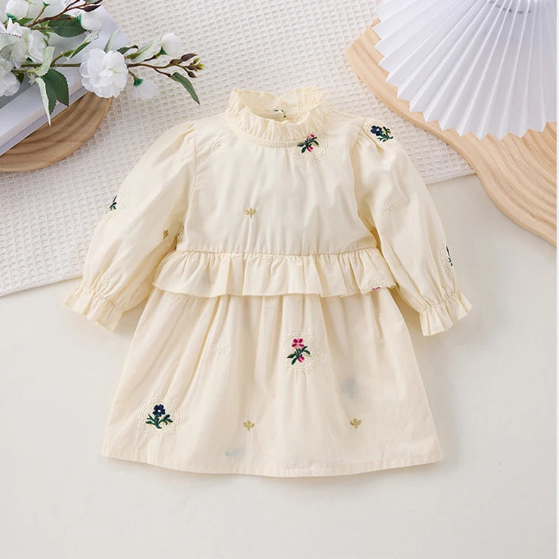 Embroidery Ruffled Retro Celine Dress