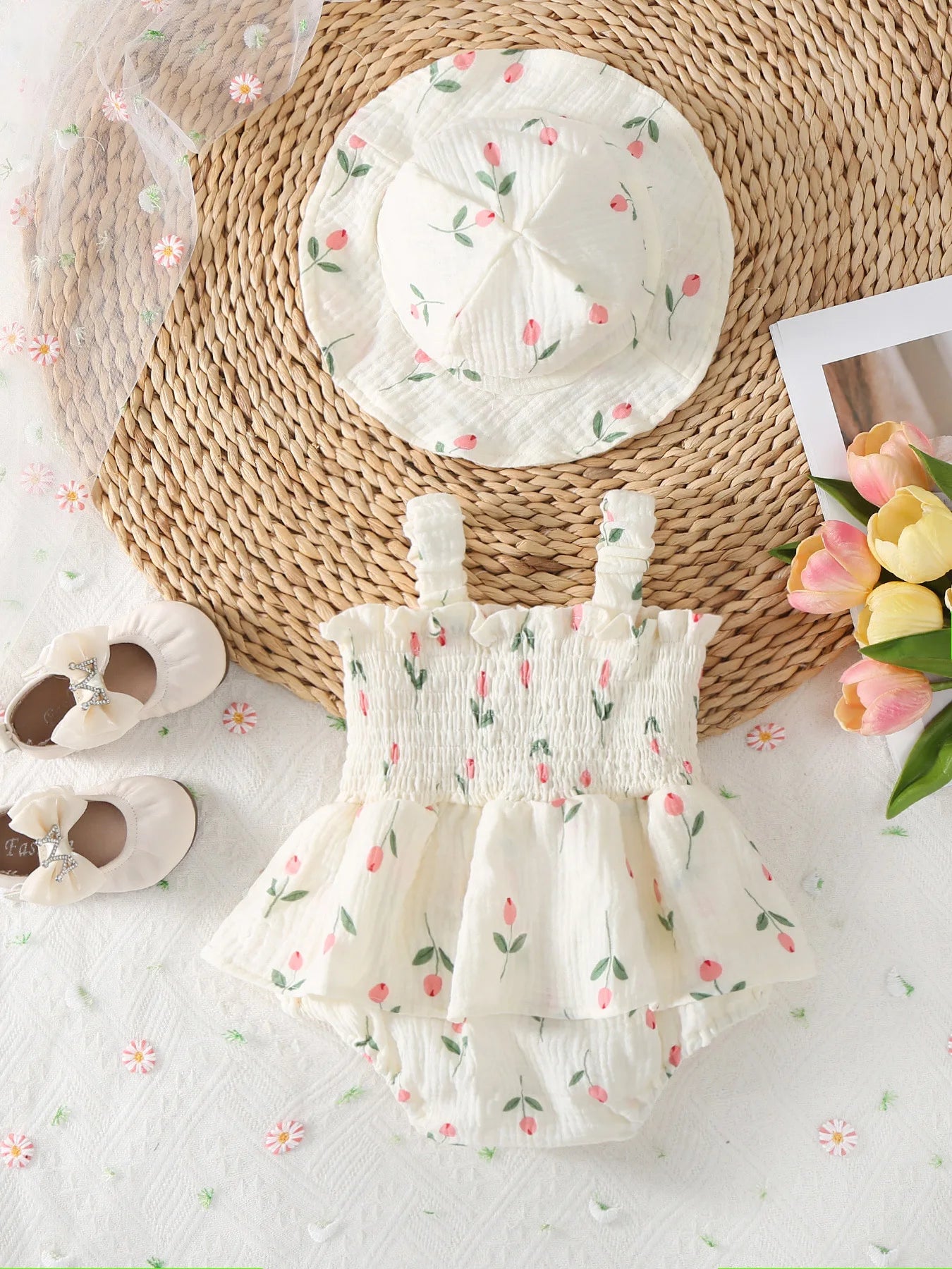 NEW Tulip Print One Piece and Hat