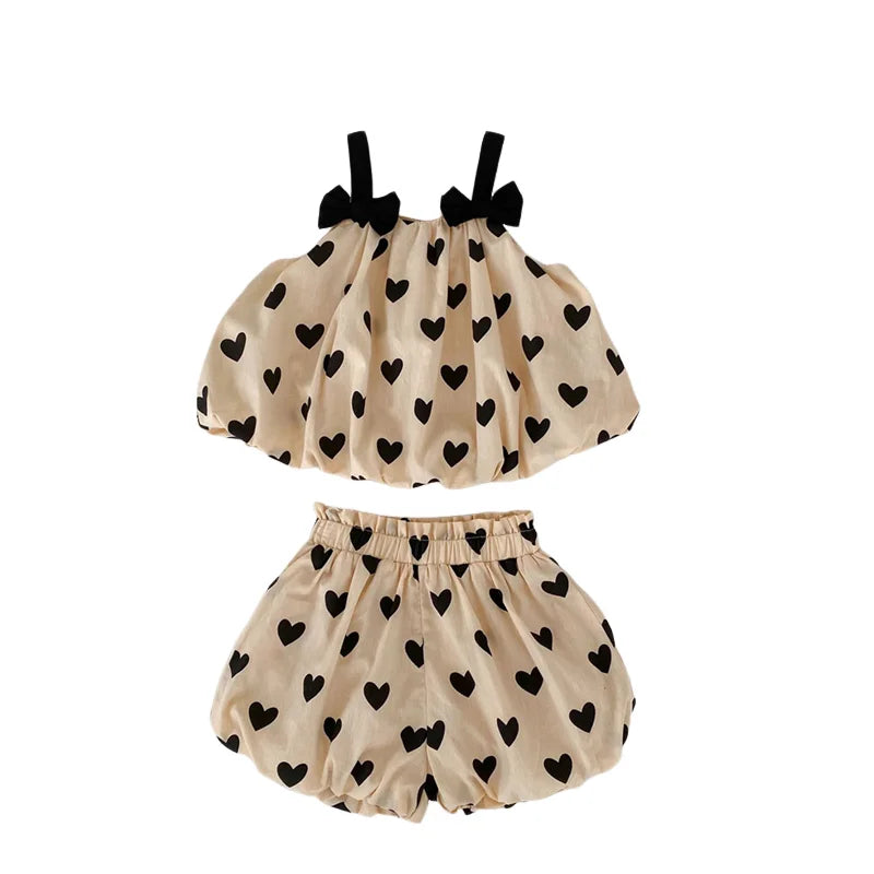 Love Sleeveless Bow Double Layer Set