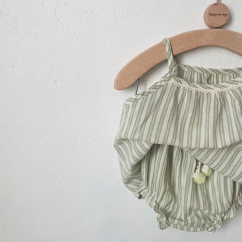 Casual Striped Camisole And Bloomers 2 Piece Set