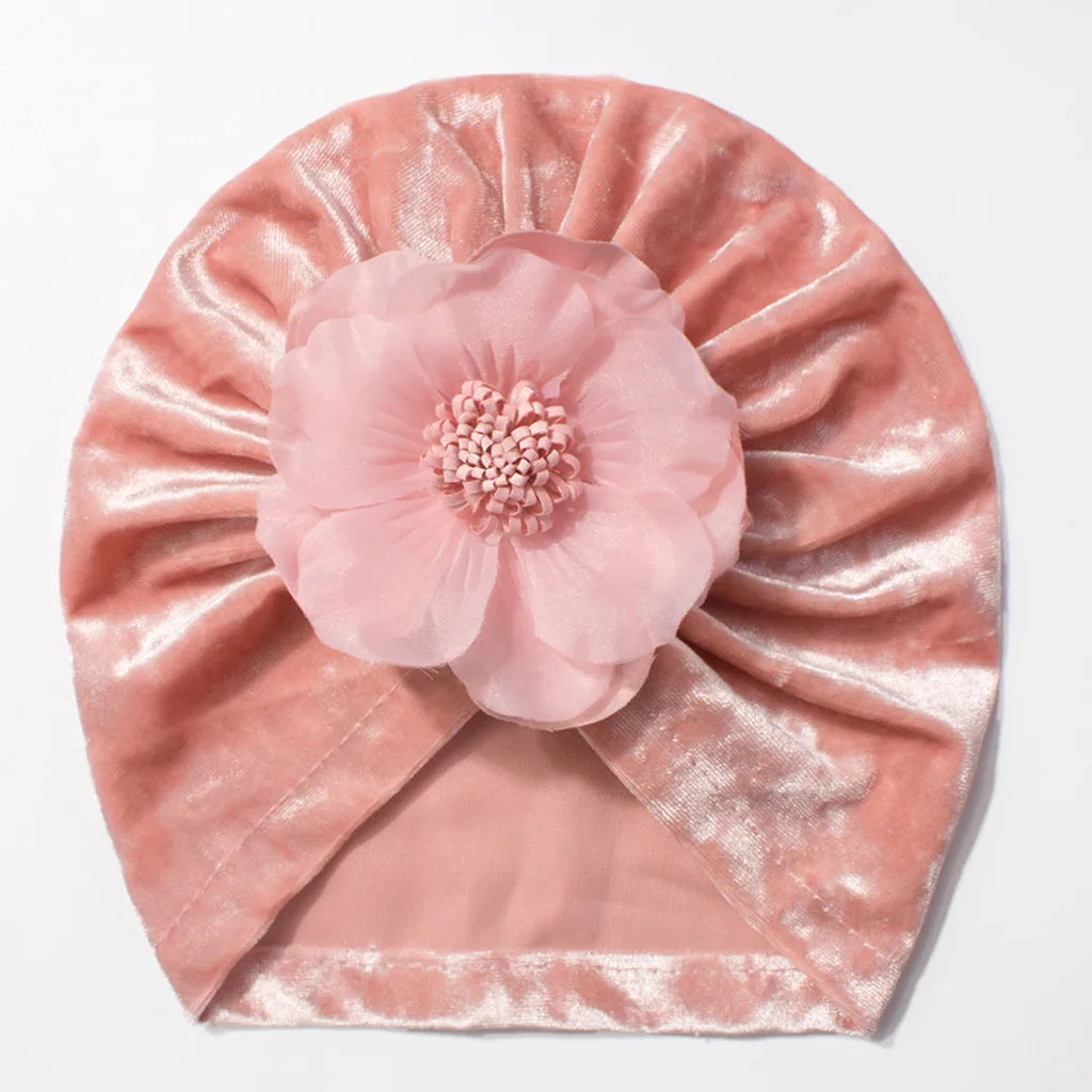 Velvet Look Flower Hat