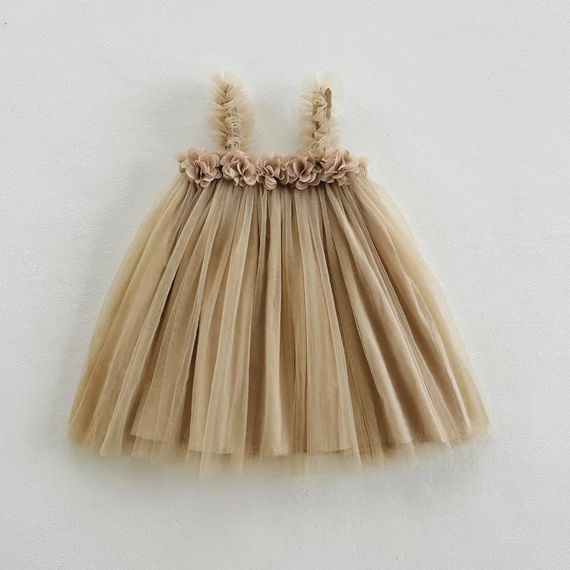 3D Flower A-Line Mesh Dress