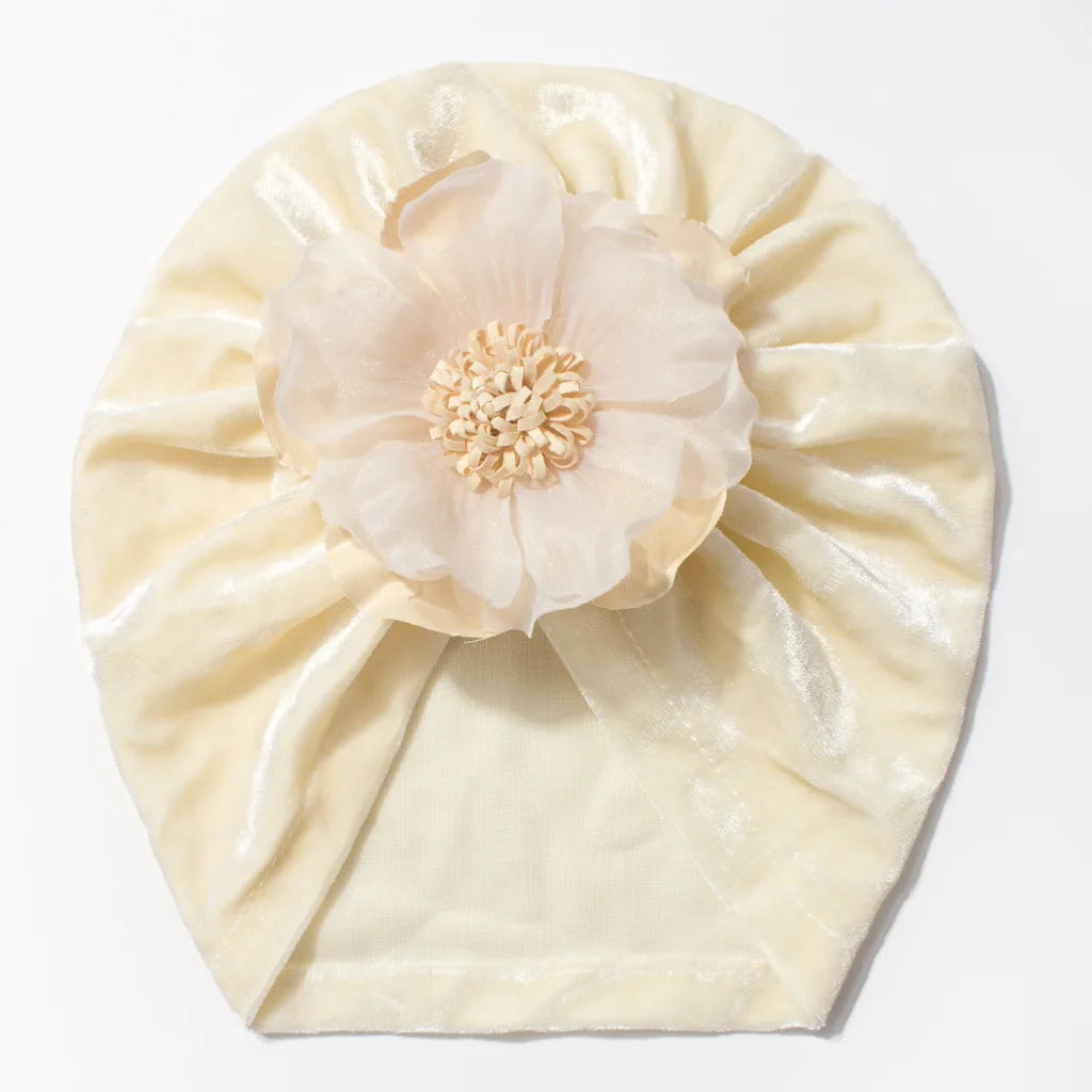 Velvet Look Flower Hat