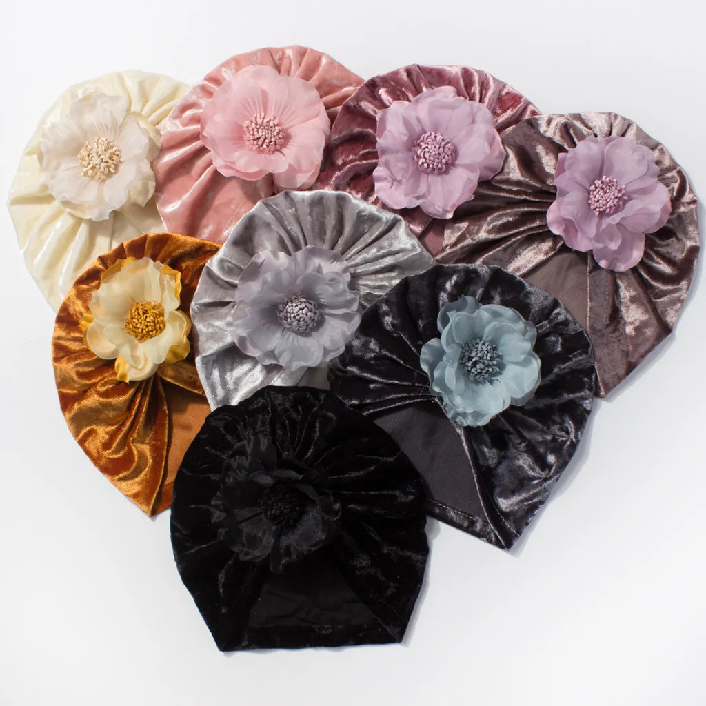 Velvet Look Flower Hat