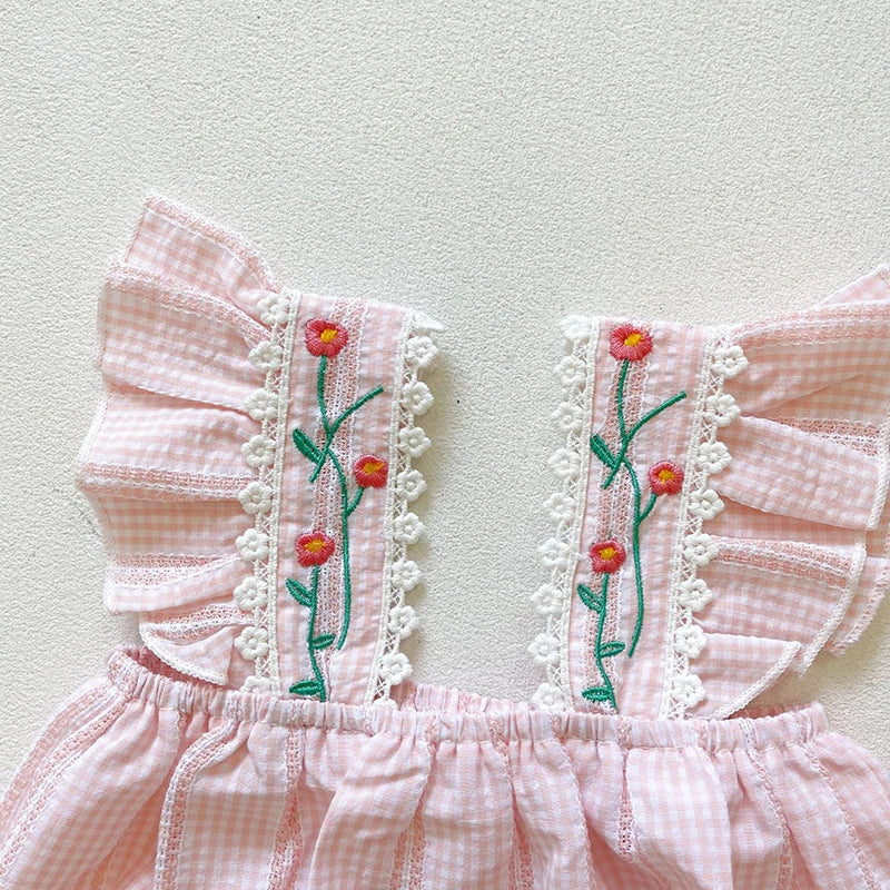 Embroidery Flower Romper