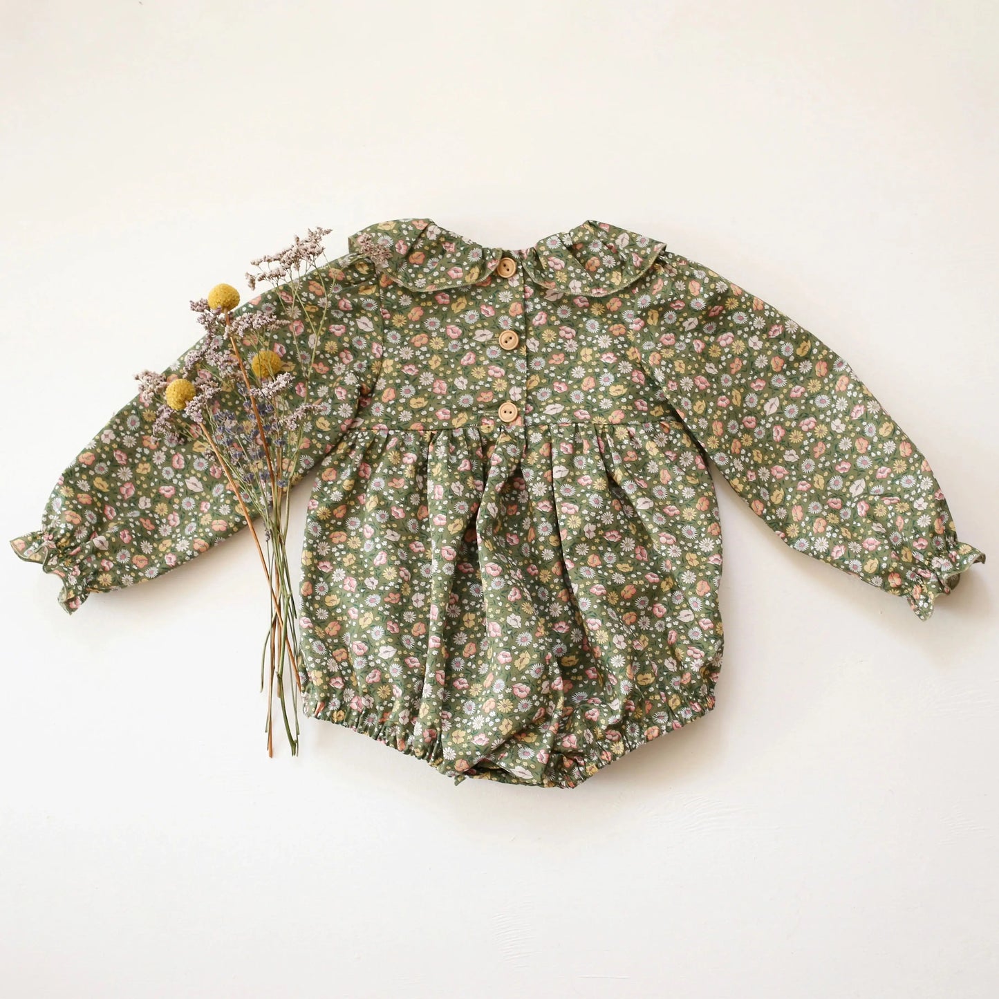 Spring Cotton Long Sleeve Romper with Headband