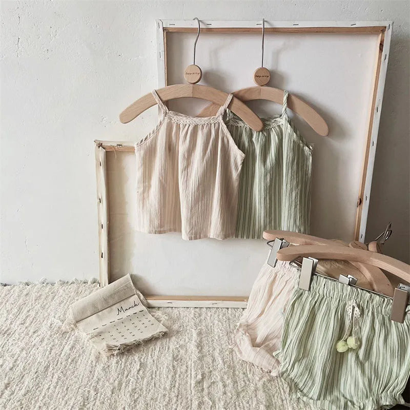 Casual Striped Camisole And Bloomers 2 Piece Set