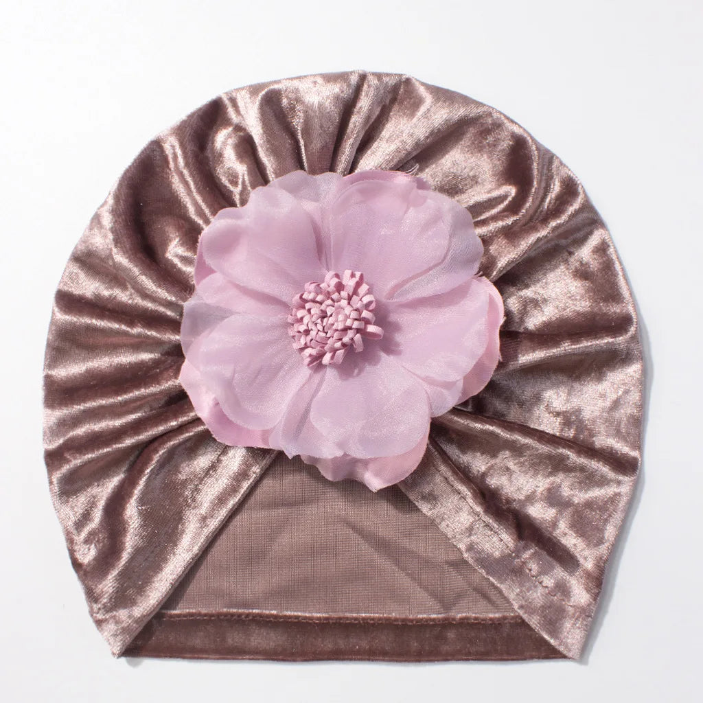 Velvet Look Flower Hat