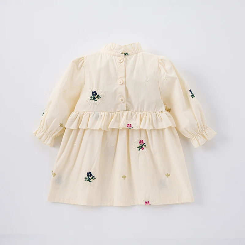 Embroidery Ruffled Retro Celine Dress