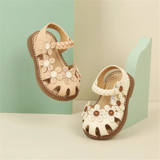 NEW Flower Cut-Out Princess Sandals - Beige - Size 15 (Insole 11.5cm) - CLEARANCE