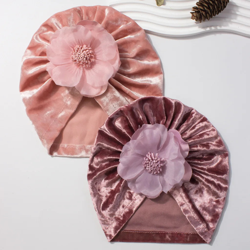 Velvet Look Flower Hat