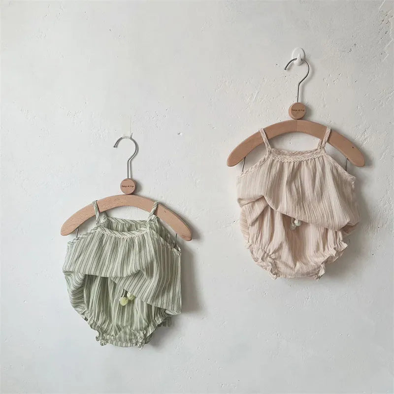 Casual Striped Camisole And Bloomers 2 Piece Set