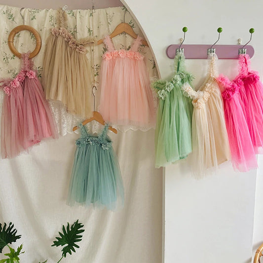 3D Flower A-Line Mesh Dress