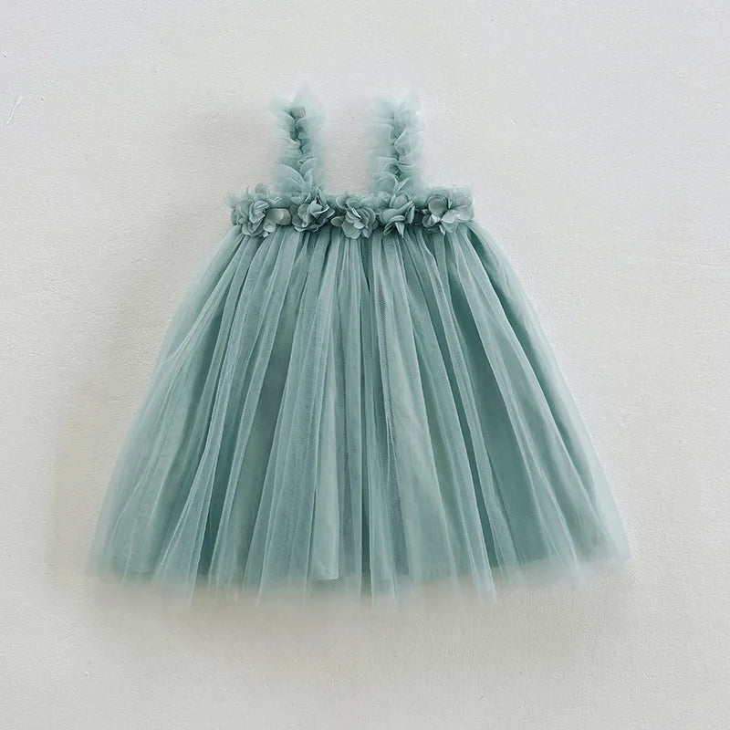 3D Flower A-Line Mesh Dress