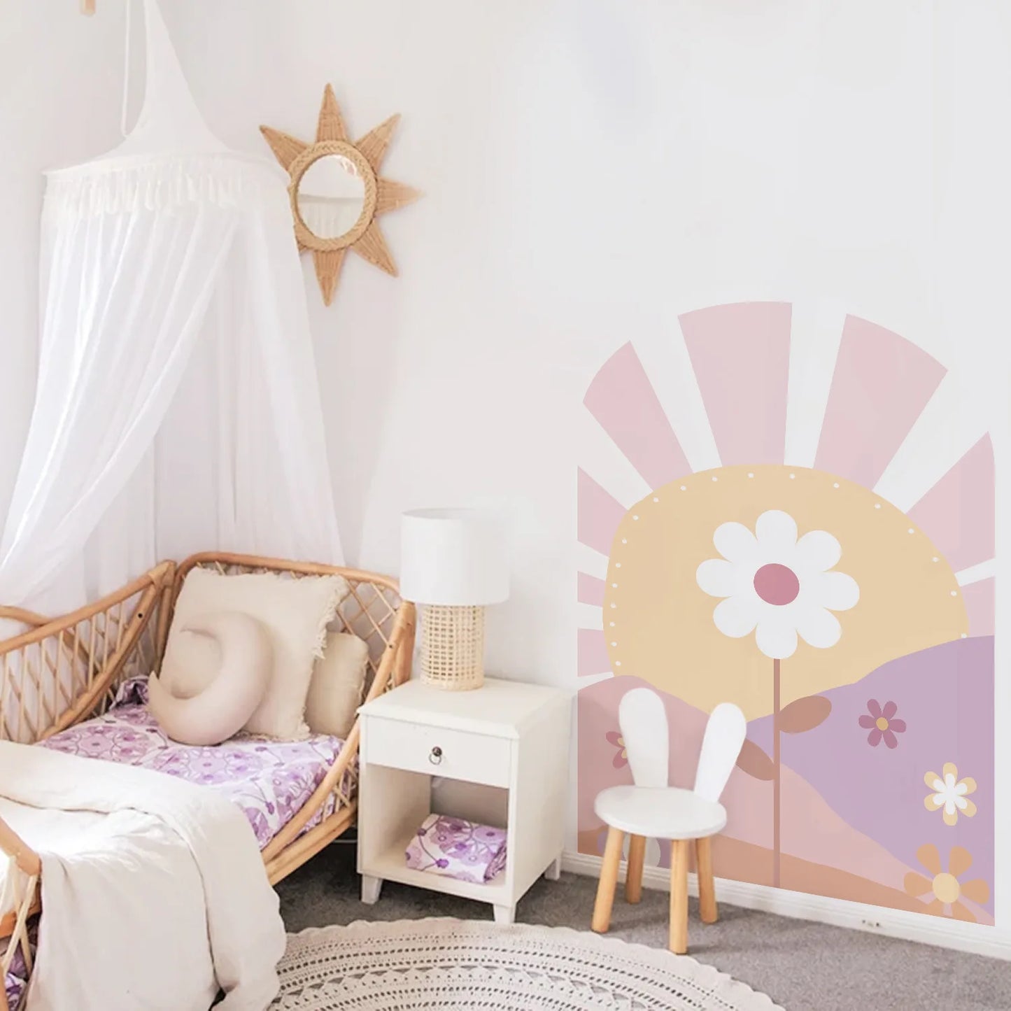 Pink Arch Daisy Self-Adhesive Wall Decal