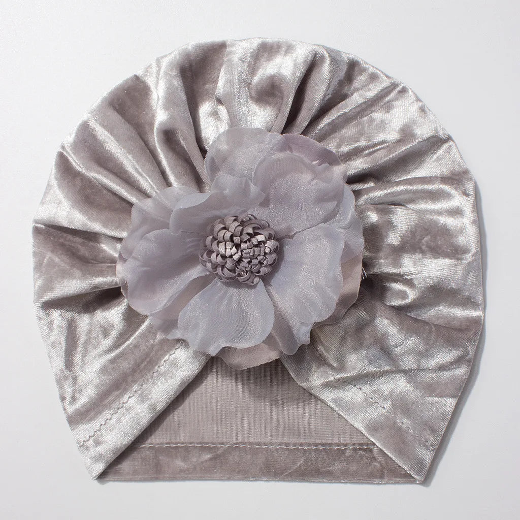 Velvet Look Flower Hat