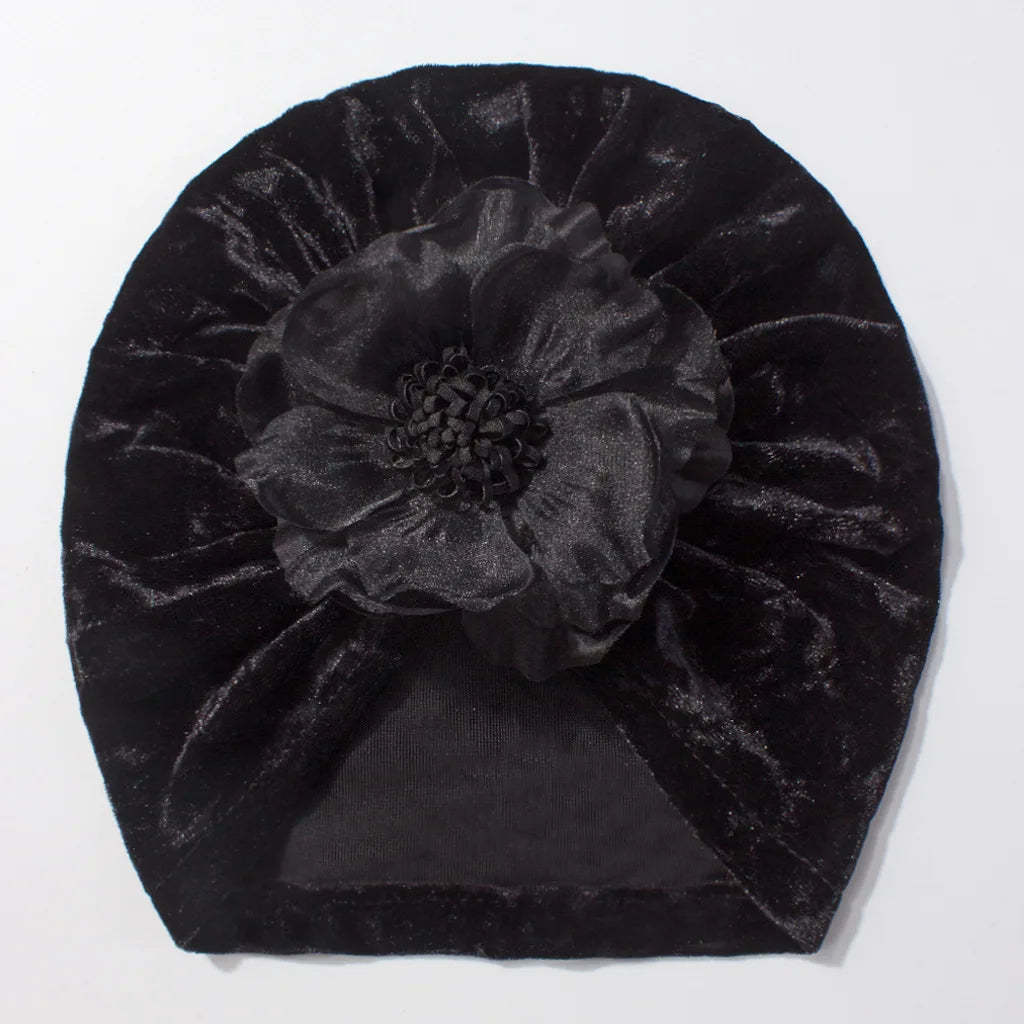 Velvet Look Flower Hat