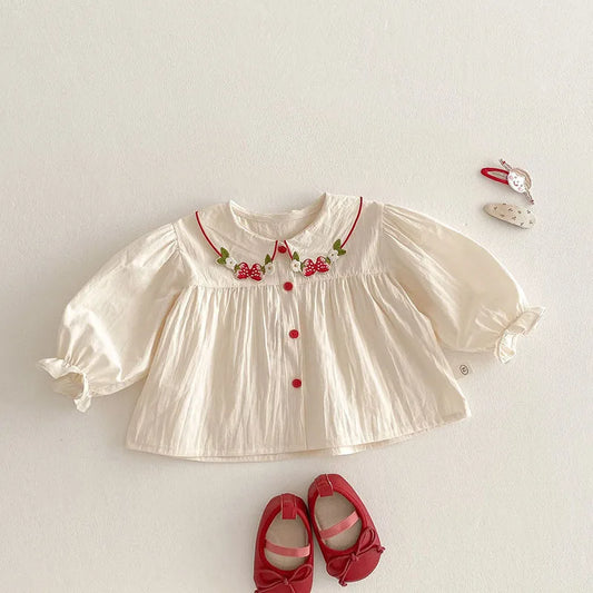 Embroidered Strawberry Shirt