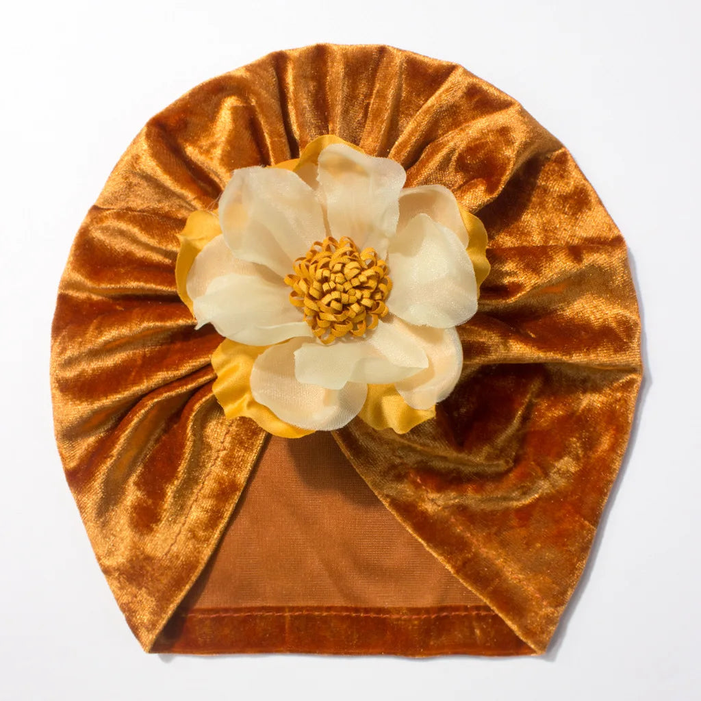 Velvet Look Flower Hat