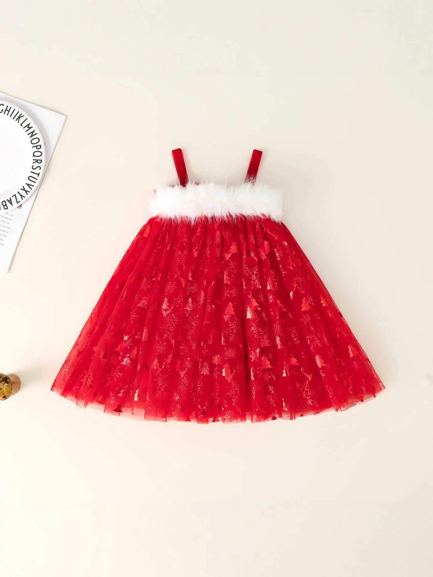 Fuzzy Trim Festive Dress