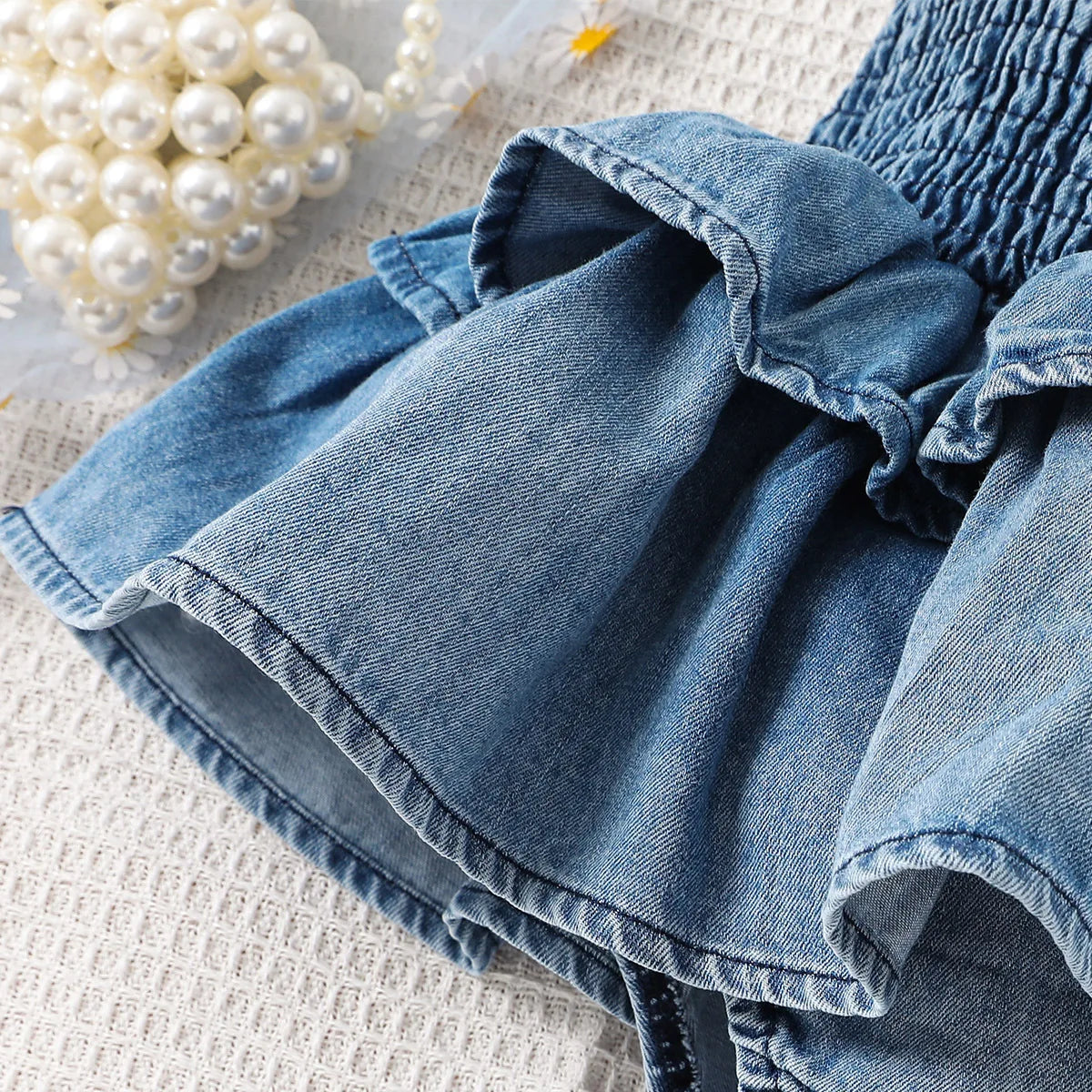 Denim Look Ruffle One Piece