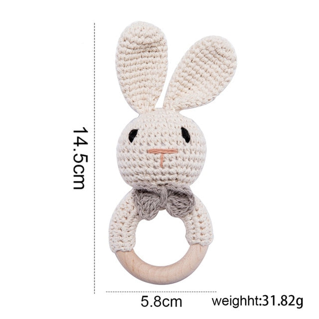Baby Crochet Rattle Toy - Beige Rabbit - CLEARANCE