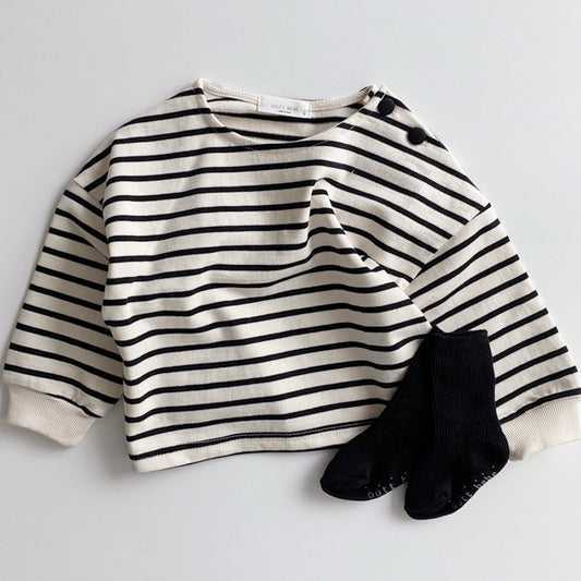 Unisex Long Sleeve Casual Stripe Top