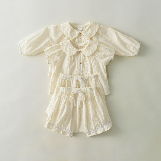 Fashionable Cotton Lace Top and Bloomer Set